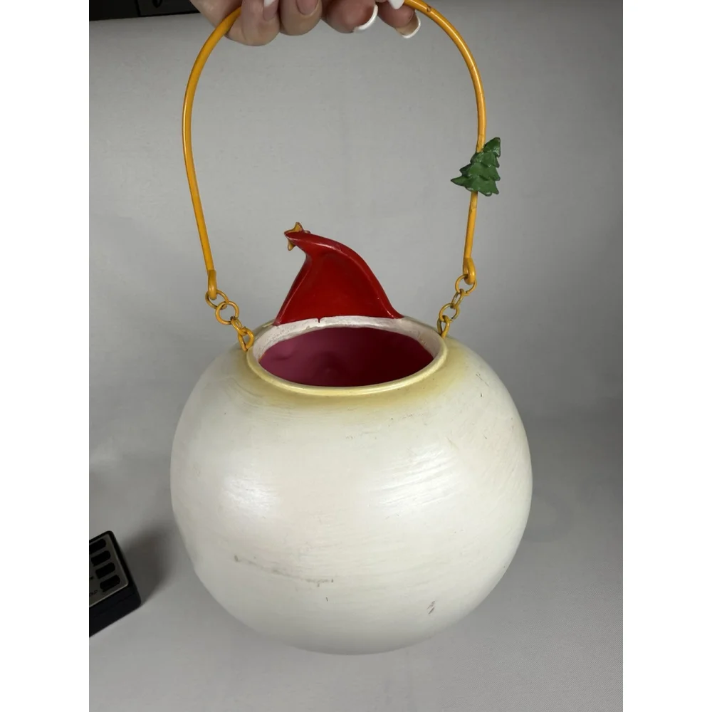 Vintage Christmas Santa Claus Candy Dish Ceramic Bowl Bucket 2003 Holiday